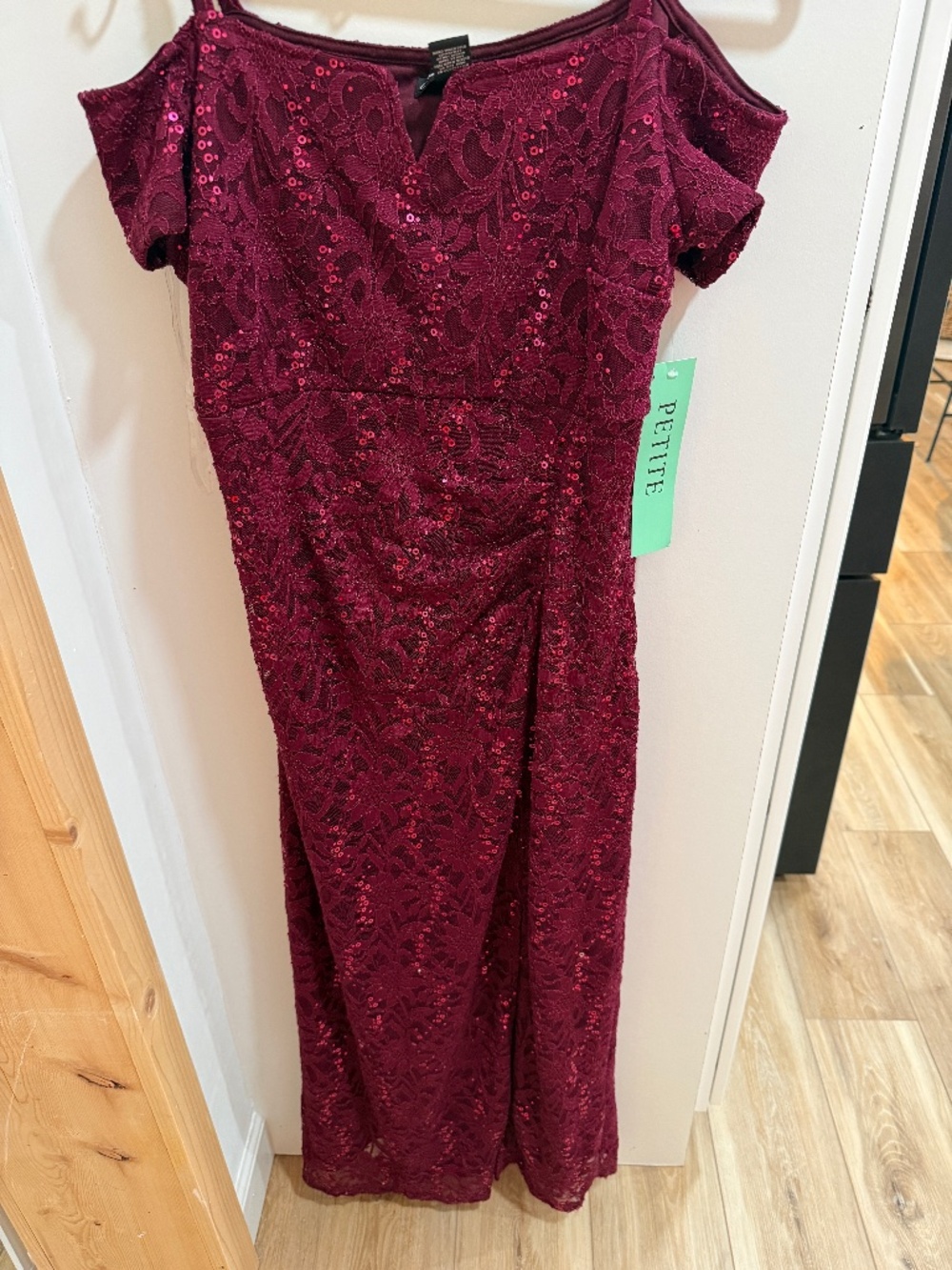 Formal burgundy womens large petite dress